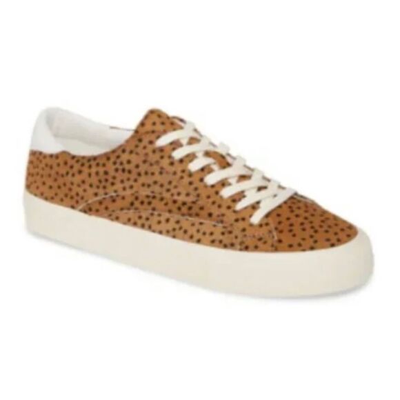 Madewell Sidewalk Low Top Spot Calf Hair Lace Up Sneakers Brwn Blck Sz W 7/M 5.5 - Picture 3 of 15